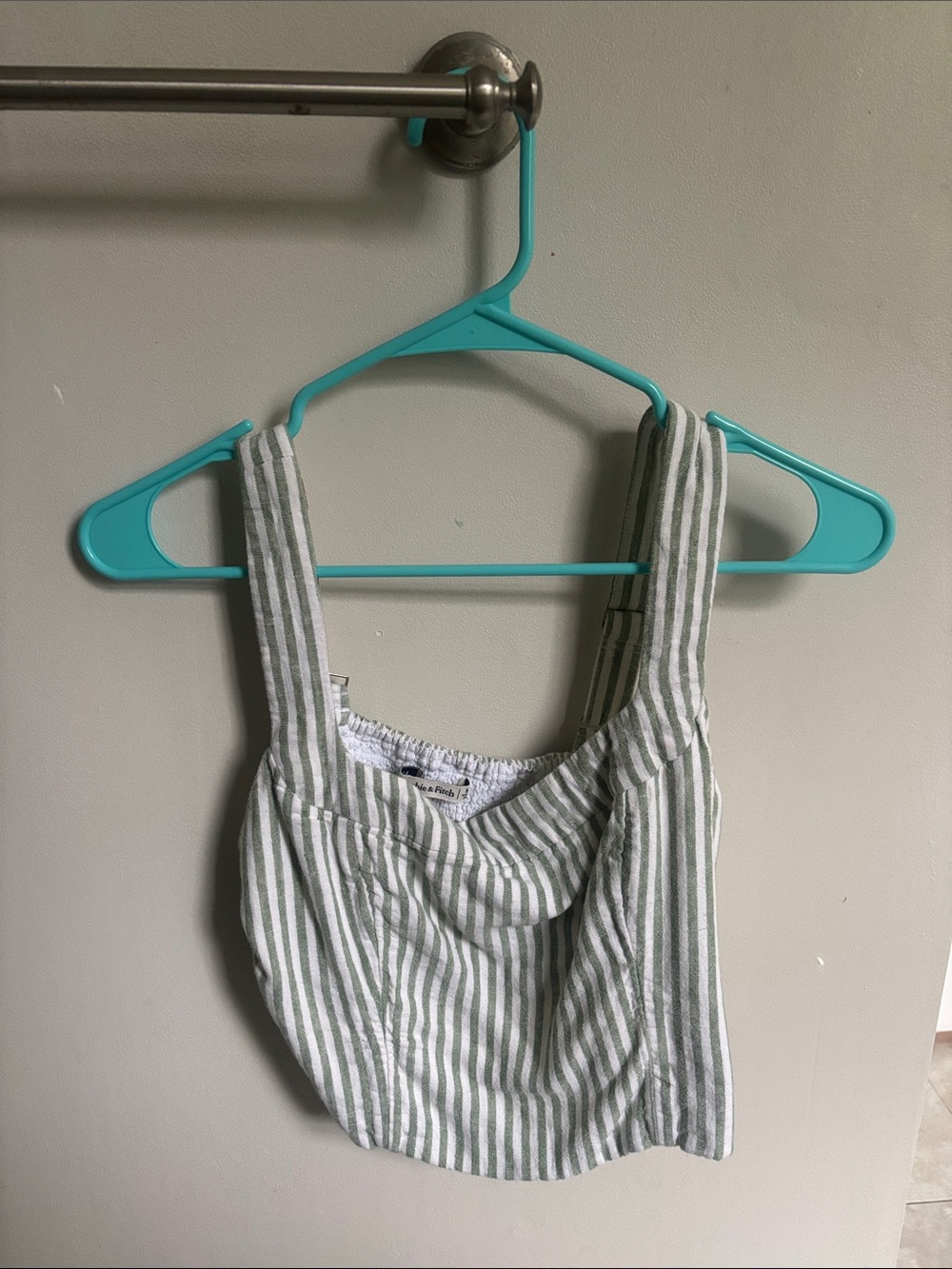 Abercrombie & Fitch Green and White Striped Tank